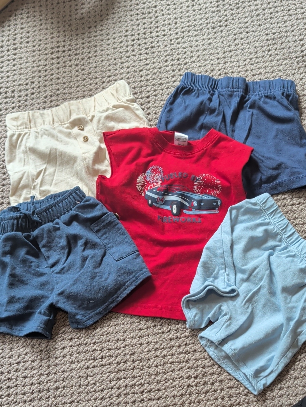 All Different Size Shorts And One Red Muscle Tee Size 2t